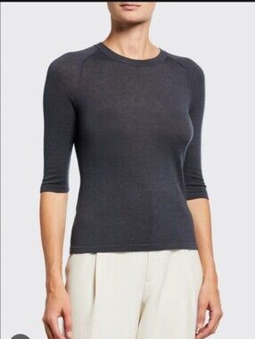 Vince Charcoal Wool Cashmere Knit Crewneck Top